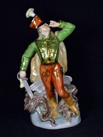 HERENDI JÁNOS VITÉZ SÁRKÁNNYAL ! HIBÁTLAN PORCELÁN SZOBOR !
