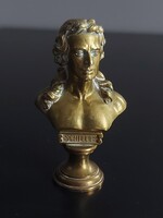! Schiller pecsétnyomó vagy mellszobrocska  - szép állású, hibátlan bronz szobor 123 g - 854