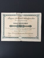 Magyar Tisztviselők Takarékpénztár Rt. Tized-Részvény 1910.