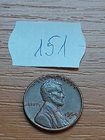 USA 1 CENT 1964  / D,  Abraham Lincoln, Réz-Cink  151