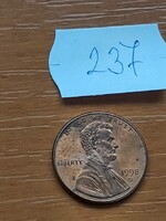 USA 1 CENT 1998 D, Cink réz bevonattal, Abraham Lincoln  237
