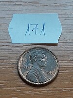 USA 1 CENT 1970  / D,  Abraham Lincoln, Réz-Cink  171
