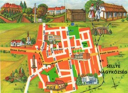 Képeslap: Térkép, Sellye.