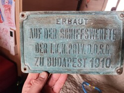 Császári és Királyi Dunagõzhajózási Társaság DDSG bronz tábla  1910