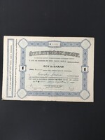 Magyar Kir. Posta személyzetének jóléti, háziipari, fogy., Takarék Üzletrészjegye 1924.