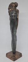 Czobor Sándor "Szerelem" c. bronzszobor, eredetiségigazolás, ingyen posta
