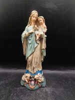 Szűz Mária a kis Jézussal kerámia szobor, antik, 24 cm-es. 3392b
