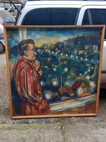 Vincze Győző extra nagyméretű festménye (123 cm x 123 cm)