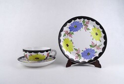 1U895 City of Váraszlőd Majolica Tea Cup Base and Small Plate