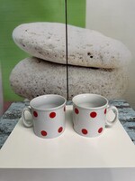 Zsolnay Porcelán Retró Piros Pöttyös Bögrék A140