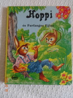 HOPPI ÉS FURFANGOS FÜLES - kemény lapos, ablakos mesekönyv, lapozó - régi, ritka
