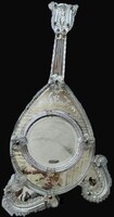 Antik,különleges, ritka formájú mandolin, gitár alakú velencei fali tükör  (84 x 39 cm )