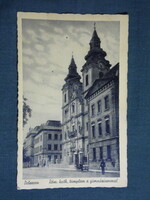 Képeslap,Debrecen,Róm. kath. templom Piarista gimnázium látkép,részlet,Barasits Bp. kiadás,1940-