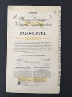 Magyar Országos Központi Takarékpénztár Záloglevél 10000 Korona 1910.