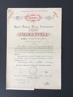 Egyesült Budapesti Fővárosi Takarékpénztár Záloglevél 10 000 Korona 1904.