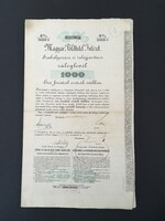 Magyar Földhitelintézet Záloglevél 1000 Osztrák értékű Forint 1895. Ritka!