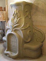 Egyedi organikus tulipános  cserépkályha