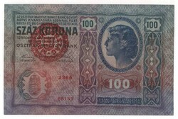 1912 100 korona MO bélyegzés UNC.