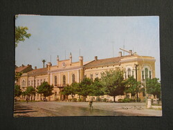 Képeslap,Makó,Járási Tanácsháza,Városháza,utca látkép,részlet, 1971-