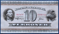 Dánia 10 Kroner / Korona 1954, F+-VF.
