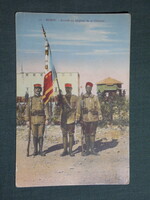 Képeslap,Marokkó,Francia idegenlégió,Gyarmati zászló érkezése,katona,fegyver,egyenruha, 1910-