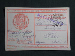 Képeslap,Osztrák Magyar hadsereg, I.R.6. gyalog ezred ,honvéd,huszár,katona levél,1917-