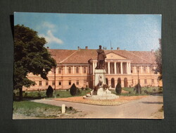 Képeslap,Makó,Járási Tanácsháza,Városháza,Kossuth szobor látkép,részlet, 1961-