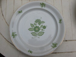 Hollóházi 12 személyes Aranycsíkos Porcelán Zöld Virágos Étkészlet Virágmintás Tányérok 3x12db 1831
