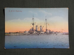 Képeslap,Osztrák Magyar Haditengerészet,SMS Radetzky csatahajó,katona,matróz,1914-