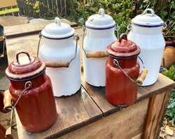 Régi Bonyhádi és Budafoki Zománcos vintage zománcozott tejeskanna