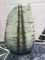 Simó Ágoston – egyedi kerámia váza (20 cm), rézoxidos samott, gyűjtői darab