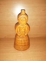 Retro Iparművész mázas kerámia pálinkás butélia Asszony népviseletben - 26 cm (30/d)