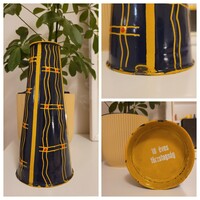 RETRO LAMPART zománcozott fém váza - geometrikus mintával zománcváza