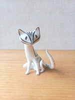 Hollóházi cica porcelán figura