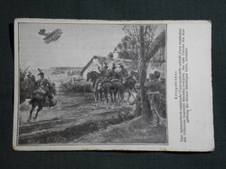 Képeslap,Osztrák Magyar hadsereg,Orosz repülő lelövése,huszár,katona,honvéd levél,1914-