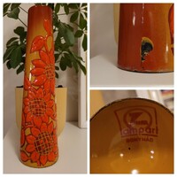 RETRO LAMPART zománcozott fém váza - virágmintás zománcváza