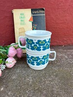 Zsolnay Porcelán kakaós virágos bögre  paraszti gyűjtői nosztalgia darab
