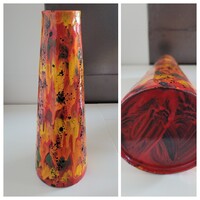 RETRO zománcozott fém váza csorgatott mázzal - zománcváza