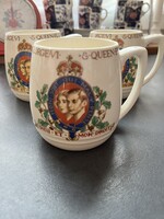 Régi angol fajansz koronázási emlék jubileumi bögre 1937: VI. György király és Elizabeth