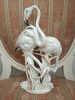 RITKA! Makulátlan ENS flamingó pár porcelán figura