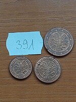 NÉMETORSZÁG 1 + 2 + 5 EURO CENT Acél réz bevonattal, 391