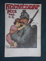 Képeslap,Pécs,Mecsekszabolcs,artist,Gebauer Ernő festőművész, Honvédnap Pécs Aug. 4 - 5,,1917-