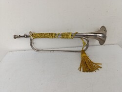 Antik trombita krómozott réz rézfúvós hangszer katona militari 610 1630