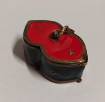 RÉGI  KIS REKESZZOMÁNC NYIRHATÓS SZELENCE DOBOZKA