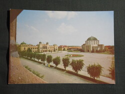 Képeslap,Mohács,Fogadalmi templom,városháza tér látkép,részlet 1967-