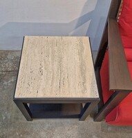 Gervasoni Otto side table with limestone top by Paola Navone