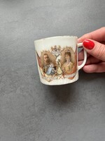 Régi angol porcelán, 1911, V. György király és Mary királyné koronázásának emlék bögre