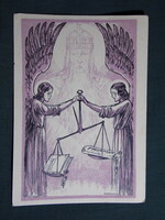 Képeslap,Trianon,Irredenta, Márton L. grafika, Szent István, angyal,mérleg igazság trianon,1930-