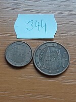 SPANYOLORSZÁG 1 + 5 EURO CENT 2003, 2001 Acél réz bevonattal, Santiago de Compostela, katedrális 344