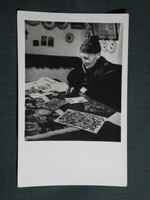 Képeslap,Mezőkövesd,tájház,múzeum,népviselet,népművészet látkép,részlet 1957-